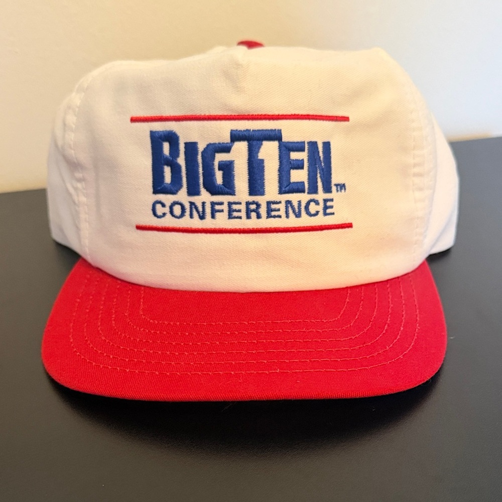Vintage White and Red Big Ten Conference Logo SnapBack Hat / Cap